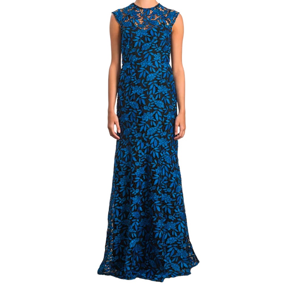Shoshanna MIDNIGHT RAVEN GOWN Size 10 Wedding Guest Formal Floral Blue Black